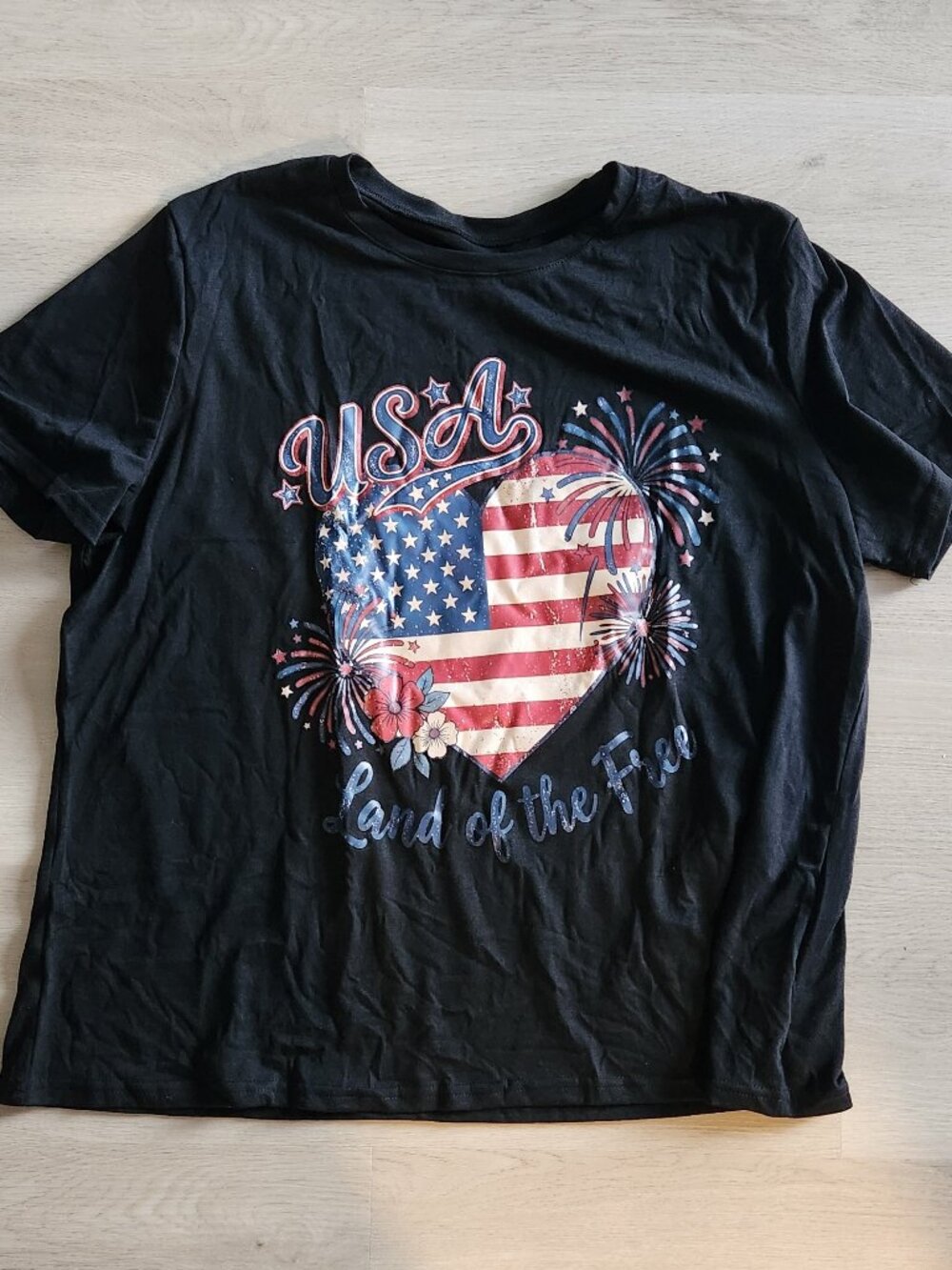 New: USA Land of the Free Tshirt - Black 2XL